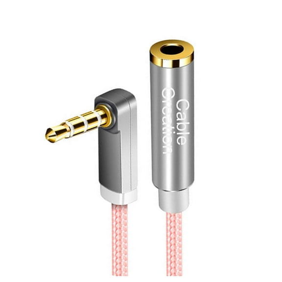 Strhowill Headphone Extension Cable 10FT,3.5mm Aux Male to Female TPR Audio Stereo Cable,Right Angle Auxiliary HiFi Cable，24K Gold Plated (Microphone)for Car Stereo.