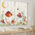 thumbnail image 3 of Mushroom Botanical Kitchen Curtains Flower Boho Floral Small Short Cafe Window Curtains Moon Star Butterfly Retro Rod Pocket Bathroom Drapes Treatment Tier Curtains 2 Panels (27.5x39 Inch), 3 of 6