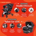 thumbnail image 3 of Baby Trend Sit N' Stand Tandem Double Stroller 2.0 DLX and EZ Lift Plus Lightweight Infant Cozy Covered Car Seat with 5 Point Safety Harness, Storym, 3 of 5