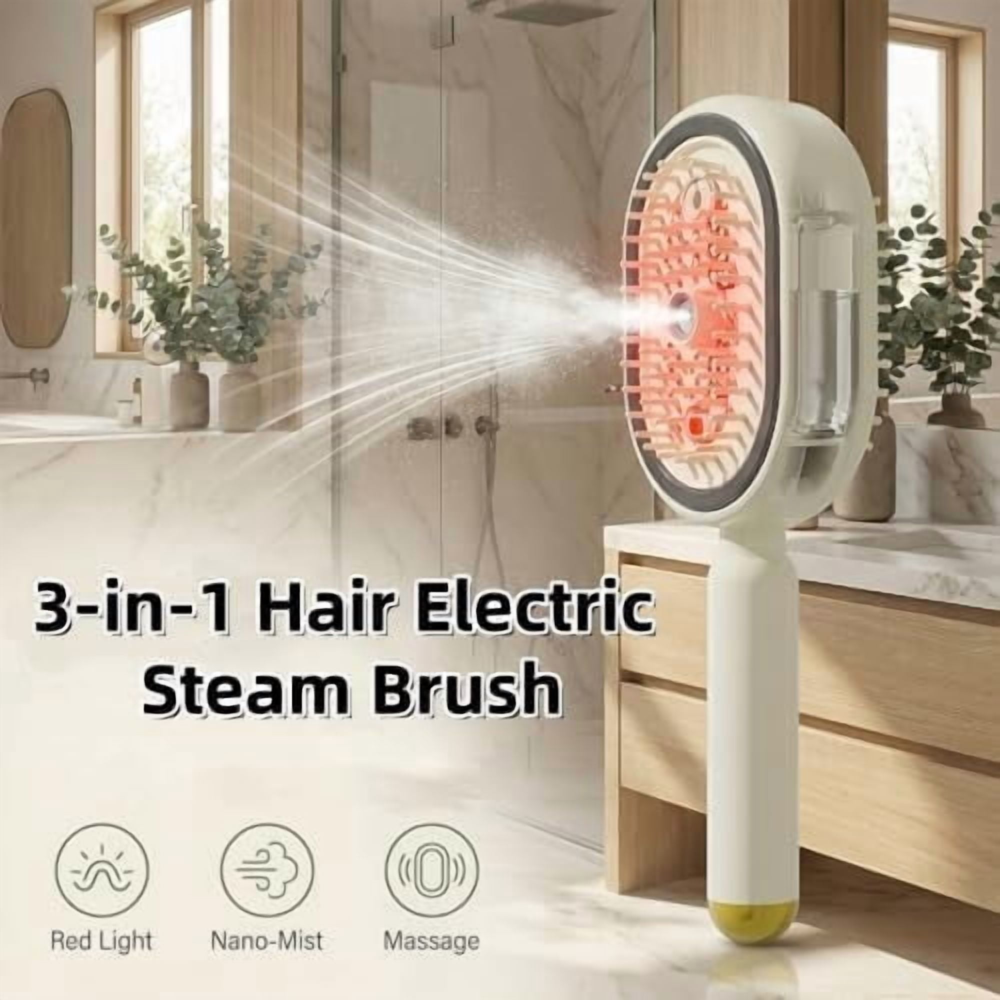 2026 New Electric Steam Brush, Electric Steam Brushs for Hair, 2 in 1 Misting Hair Brushes with Water Spray for Both Long and Short Hair, Reduce Frizz, Nourishes Hairs, Anti-Static (Purple)