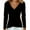 Black, variant on BLVB Womens Long Sleeve Velvet Tops Dressy Elegant Wrap V Neck Ruched Blouses Slim Fitted Casual Work Shirts with Button