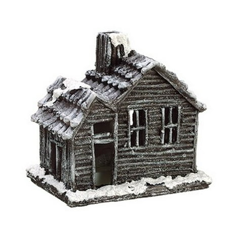 - Country Cabin Lighted Glittered Snowed Flocked House Table Top Christmas Decoration 7