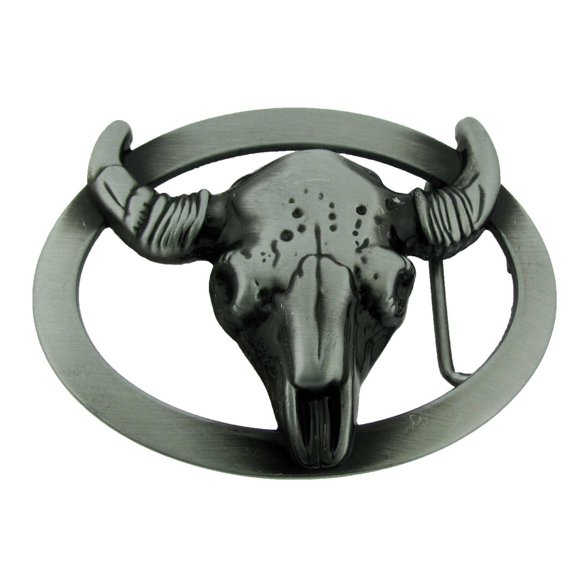 Bull Belt Buckle Trophy Steer Western Cowboy Texas US Style Antiqued Oval Rodeo