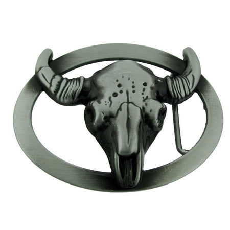 Bull Belt Buckle - Bull Belt Buckle Trophy Steer Western Cowboy Texas US Style Antiqued Oval Rodeo