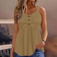 thumbnail image 3 of Craaazy Womens Fashion Ruched Button Detail Cami Tops, Flared Hem Sleeveless Blouses for Beach, Daily Wear & Vacation Gifts, 3 of 9