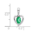 thumbnail image 3 of Finest Gold 14K White Gold Emerald & Diamond Heart Pendant, 3 of 3