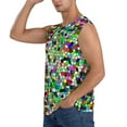 thumbnail image 3 of Picia Colorful Tie Dye Stained Glass mens Cotton Tank Undershirts , Moisture-wicking Ribbed Tanks, Lightweight Cotton Tank Undershirts-Small, 3 of 8
