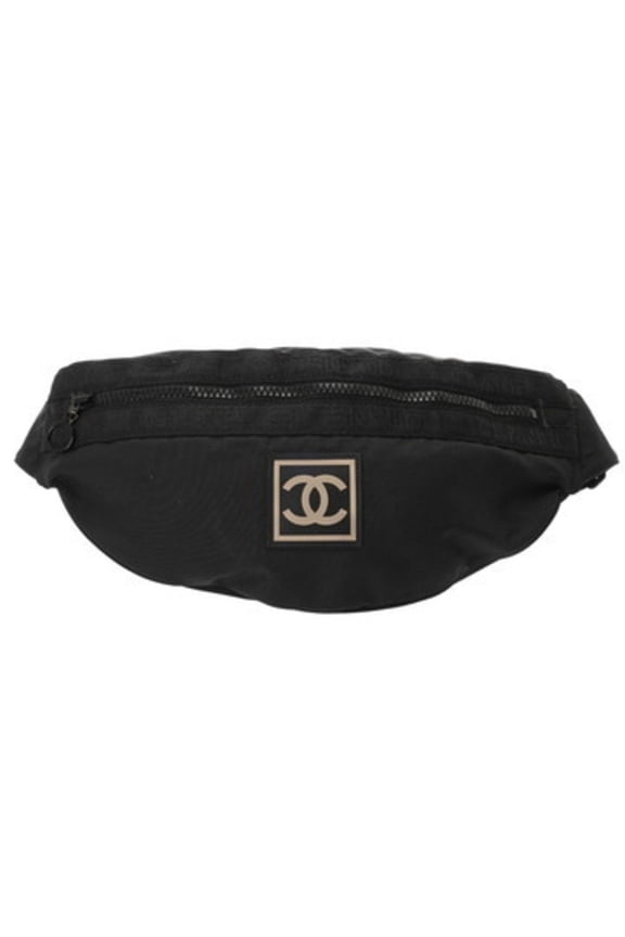 Pre-Owned CHANEL Chanel Sport Line Coco Mark Black Women's Nylon Waist Bag (Good)