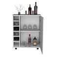 thumbnail image 4 of White Engineered Wood Wick Bar Cart, Featuring Wine Storage, Ample Inner Cabinet Space, Smooth For Dining Room Cart With Storage Compartment, Expansive Cabinet, Smooth-moving Wheels, 4 of 4