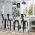 thumbnail image 2 of HOMCOM Set of 4 Bar Stools Industrial Removable Back Metal Frame Black, 2 of 10