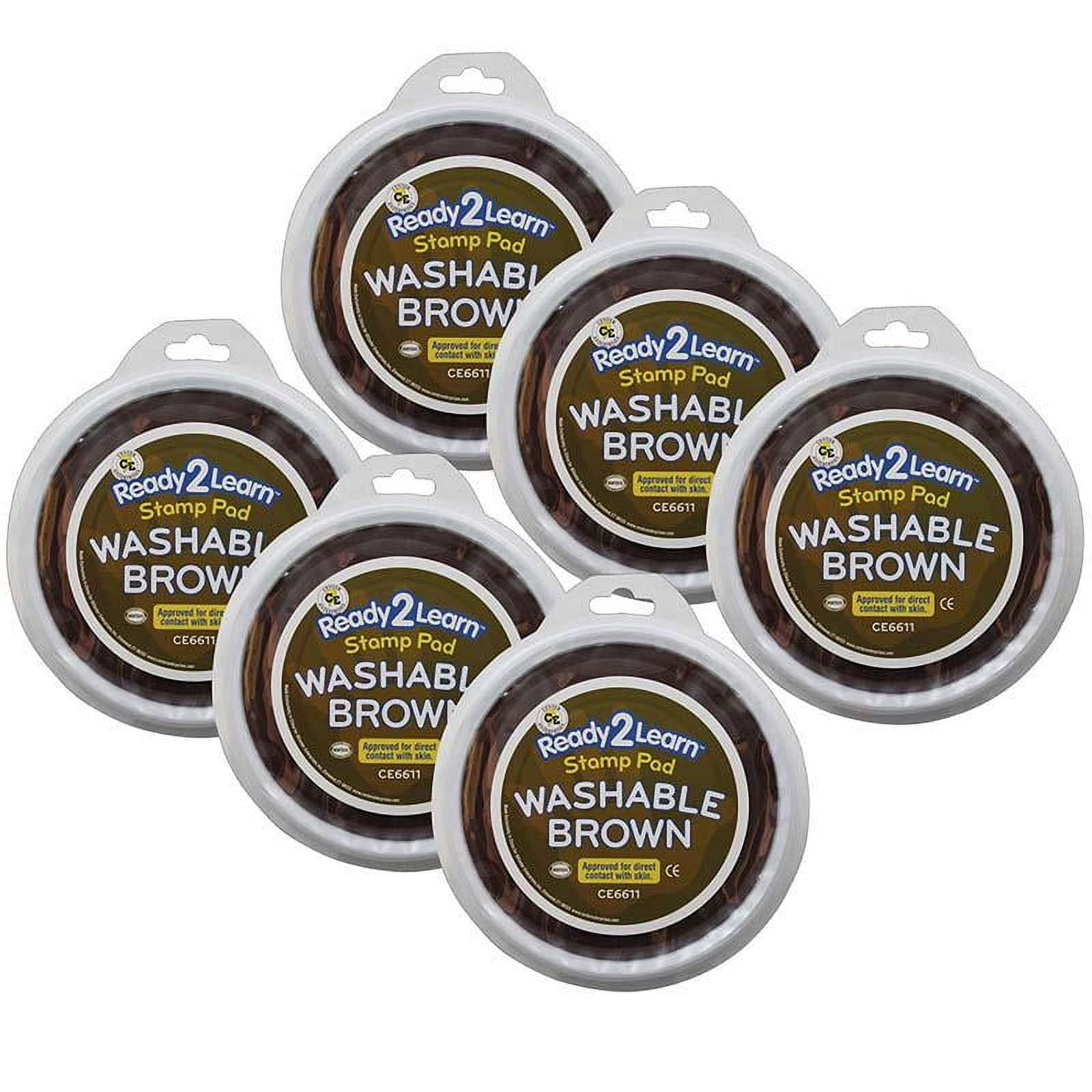 Center Enterprises Ready 2 Learn Jumbo Washable Stamp Pad Brown 6/Pack (CE-6611-6)