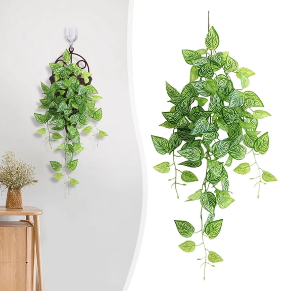 70cm Light Green Veined Leaf Artificial Hanging Vine, Faux Trailing Greenery for Minimalist Home Decor, Office Accents & Balcony Greenery Indoor Outdoor