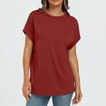 thumbnail image 5 of Elvqul Womens T Shirts Plain Long Sleeve Tops Crewneck Wine Trendy Holiday Blouses for Women, 5 of 9