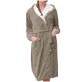 thumbnail image 1 of Erwazi Women Robe Fleece Plush Soft Fuzzy Cozy Warm Lightweight Bathrobe House Long Robe for Women, 1 of 3