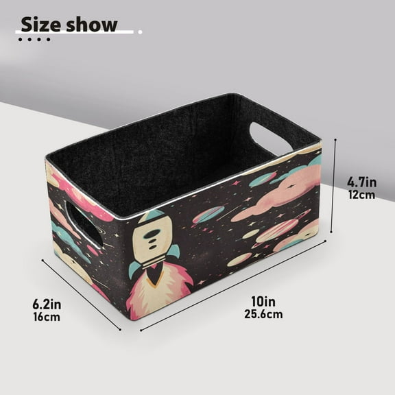 BZSMCE Shelf Baskets Spaceship Take Printing Pattern Storage Cube Bins 10.1*6.3*4.7in Set of 2