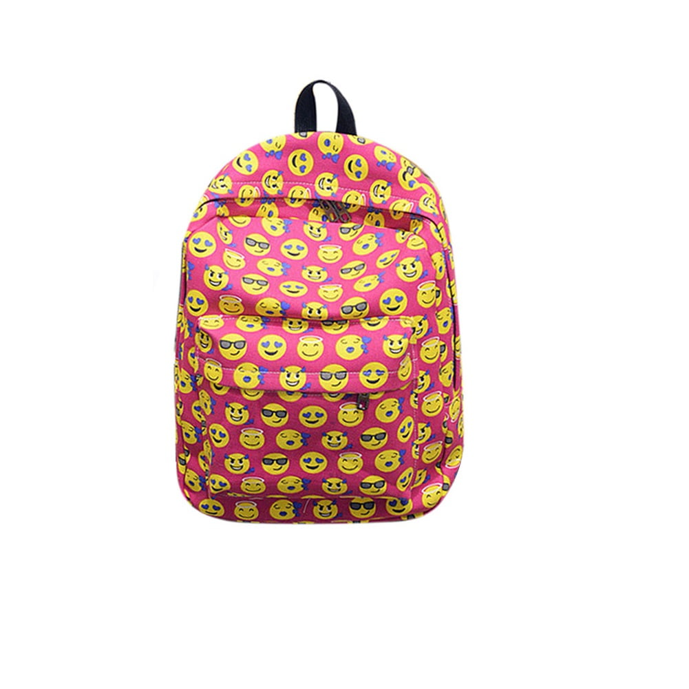 Unisex Women Men Funny Emoji Print Backpack Canvas Travel Shoulder Bags Rucksack 