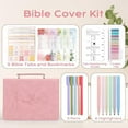 thumbnail image 5 of 24 Pcs Bible Covers Kit, Bible Carrying Case Large Church Bag w/Bible Study Supplies, Tabs, Pens, Bookmarks, Leather Book Holder Case Christian Gift for Women Lady, 5 of 7