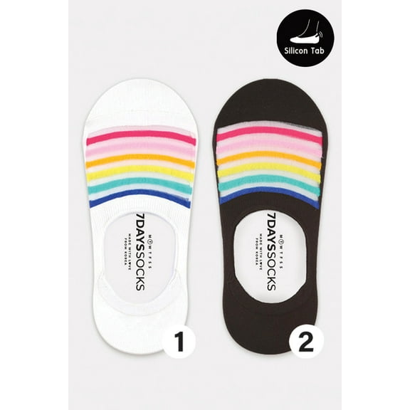 Women's No Show Crush Rainbow Socks - 2 Pair Set
