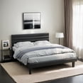 thumbnail image 2 of Zimtown Full Platform Upholstered Bed Frame with Soft Adjustable Headboard, Wooden Mattress Foundation,No Box Spring Needed, Black, 2 of 7
