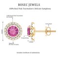 thumbnail image 4 of Rosec Jewels Natural Pink Tourmaline Stud Earrings for Women - AAA Grade - Pink Tourmaline Diamond Earrings - with Jewelry Box, 10K Yellow Gold, 4 of 6