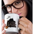 thumbnail image 2 of 3drose, Haunted House with Skeleton Jack O Lantern and Full Moon, 15oz Two-tone Black Mug, 2 of 6