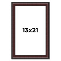 13x21 Frame Brown Round Mahogany Solid Wood Picture Frame | 1.625 Inch Moulding Width | with UV