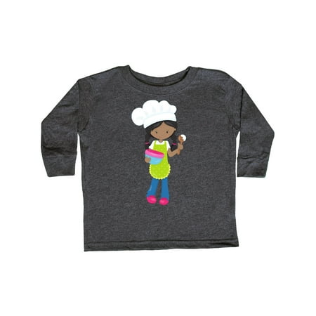 

Inktastic African American Girl Baking Girl With Braids Gift Toddler Toddler Girl Long Sleeve T-Shirt