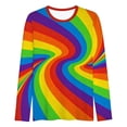 thumbnail image 4 of Women's Long Sleeve Shirt Colourful Rainbow Print T-Shirt Round Neck Tops 70s Hippie Carnival Fancy Dress Outfit Tunic Blouse Casual Streetwear, 4 of 4
