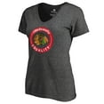 thumbnail image 2 of Women's Heather Gray Chicago Blackhawks #WeSkateFor V-Neck T-Shirt, 2 of 3