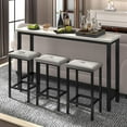 thumbnail image 3 of Bar Table Set for 3, 60.2” Faux Marble Behind Couch Table Set, Modern Sofa Table with 3 Upholstered PU Stools, Space-Saving Bar Tables and Stools for Home, Apartment, Small Spaces (Gray), 3 of 7