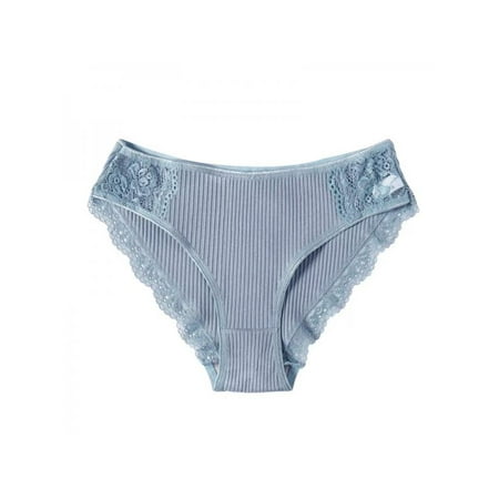 

Women Cotton Stripe Seamless Panties Sexy Lace Low Waist Briefs