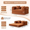 thumbnail image 3 of COOLHUT 63" W Combination Sofa, High Rebound Density Sponge Sofa Couch, Two Forms Floor Couch Three Seats Sofa Bed for Living Room, Bedroom, Pumpkin Brown, 3 of 14