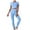 Sky Blue, variant on Scyoekwg Workout Sets for Women Casual Tracksuit Sweatsuits Sets Loose Solid Color Short Sleeve Round Neck Slim Tops Jogger Pants Trendy Outfits (Black,M)