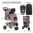 thumbnail image 3 of 3 Wheels Pet Dog Cat Stroller for Small Medium Dogs Cats, Lightweight Foldable Jogger Stroller w/Storage Basket & Cup Holder, Leopard Print, 3 of 14
