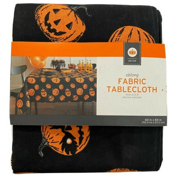 Printed Halloween Pumpkin Fabric Tablecloth Oblong 60" x 84", 2013
