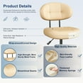 thumbnail image 5 of Misolant Vanity Chair with Back, Small Armless Cute Office Chair with Wheels and Lumbar Support, Comfy PU Leather Desk Computer Chairs with Adjustable Height, 360° Swivel for Home Bedroom, Khaki, 5 of 16