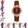thumbnail image 1 of Reloj casual de cuero para mujer de moda Reloj de pulsera de cristal de cuarzo analógico de lujo, 1 of 3