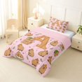 thumbnail image 2 of Manfei Cute Capybara Twin Comforter Sets,Lovely Initial A Bedding Set,Pink Brown,Pink Reversible,2-Piece,1 Comforter and 1 Pillowcase, 2 of 7