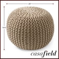 thumbnail image 4 of Casafield Round Pouf Ottoman, Beige Ivory - 20" Dia x 14.5" High Cotton Knit Foot Stool - Boho Floor Pouffe for Living Room, 4 of 8