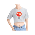 thumbnail image 2 of Djo Merch Apple Crop Top Midriff-Baring Tshirt Women Girl Short Sleeve, 2 of 3