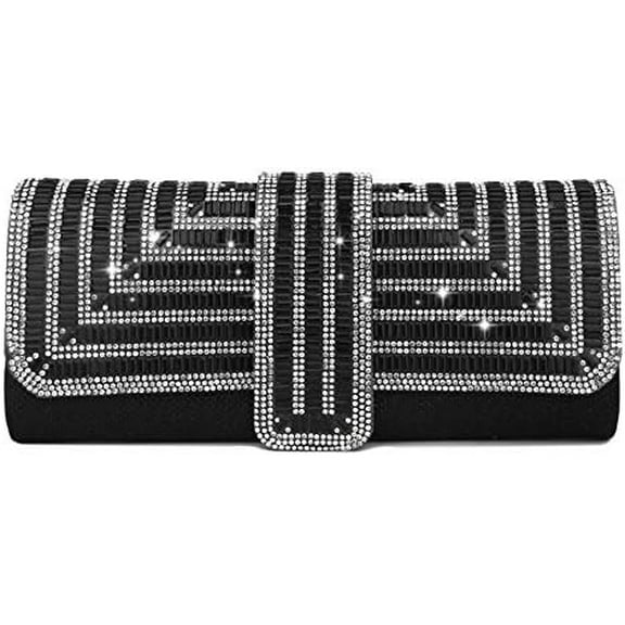 Women Evening Rhinestone Bags,Wedding Cocktail Prom Clutches Party Sparkling Rhinestone Purse (Black)