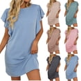 thumbnail image 2 of PUMISAS Oversized Dresses For Women Short Sleeve Solid Color Dresses Casual Loose Crew Neck Dresses Elastic Waist Pullover Cocktail-Length Dresses, 2 of 6