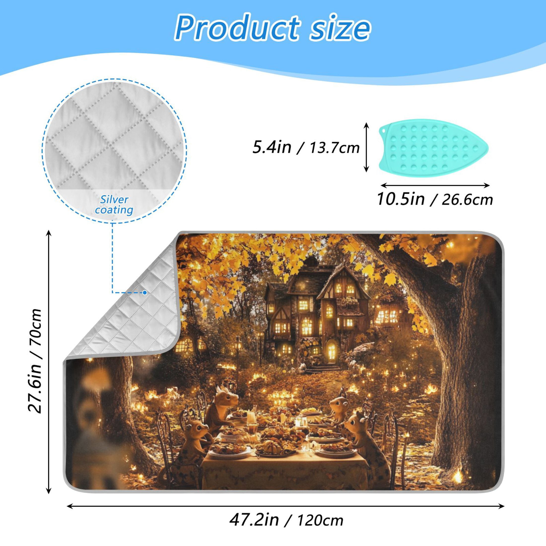 Thanksgiving Dinner for The Animals Ironing Mat Blanket for Table Top Travel Portable Ironing Board Pad 47.2x27.6 Inch