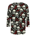 thumbnail image 6 of yoeyez Skeleton Halloween Shirt Women Funny 3/4 Length Sleeve T Shirts Oversized Fall Casual Loose Tee Tops Multicolor,XXXXL, 6 of 6