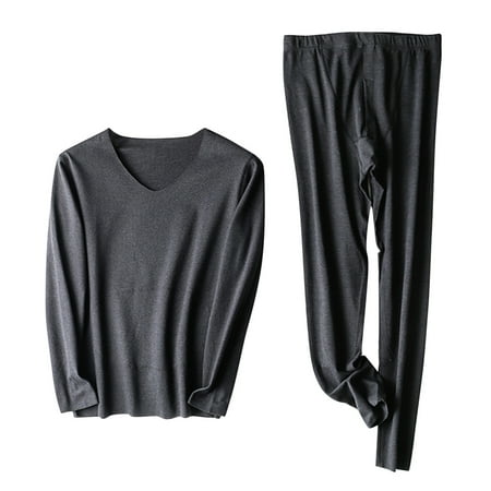 

Fsqjgq Silk Sleep Set Lace Mens Solid Color Two-Piece Suit Thermal Underwear Top and Pants Set Warm Soft Sleepwear Heating Sets Mens Polyester Underwear Briefs Polyester Black Xl
