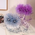thumbnail image 2 of Xinwanna Hair Claw Feather Mesh Yarn Flower Decor Hair Clip with Faux Pearl Tassel Back Head Shower Hair Claw (Blue), 2 of 13
