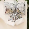 thumbnail image 1 of Sequined Christmas Bow Pendant, Window Decoration, Fabric Accent, Festive Holiday Decor, Easy Hang, Metal Frame, for Living Room, 1 of 6