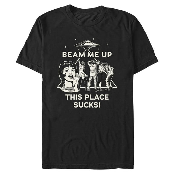 Netflix Men's Stranger Things Vintage This Place Sucks UFO T Shirt