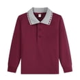 thumbnail image 4 of LTTVQM Boys Polo Shirts Long Sleeve Tshirts Casual Button Uniform Top 2026 New Collared Tops Comfortable Blouse Wine 10-12 Years, 4 of 4