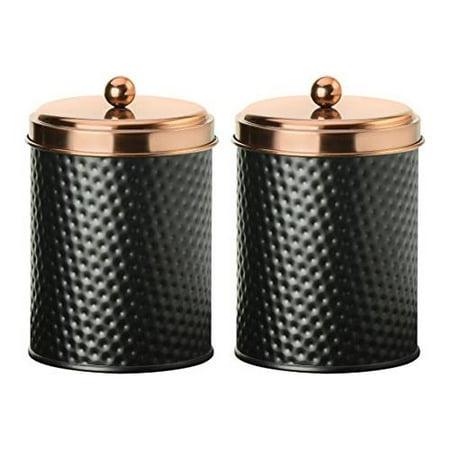 - Ashby Collection Hammered Black Matte Metal Storage Canister Push Top Copper Tone Lid Food Safe Small 24 Ounces Set Of 2